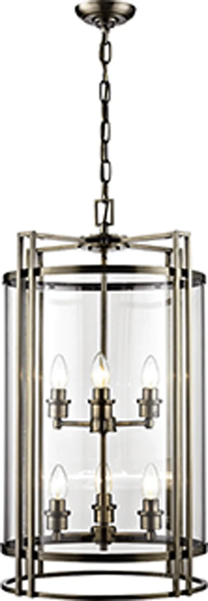 IL31094  Eaton Glass Pendant 6 Light Antique Brass